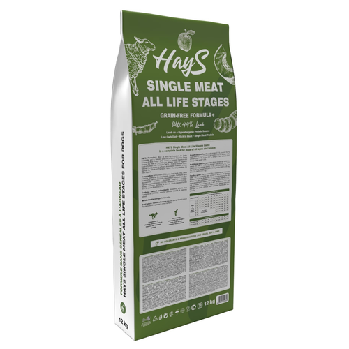 Visuel 3 du produit Croquette pour chien adulte mono-protéine d'agneau sans céréales Hays - 12 kg