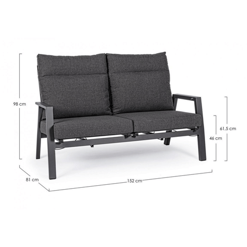 Visuel 3 du produit Canapé inclinable 2 places anthracite, matière durable - BIZZOTTO Kledi