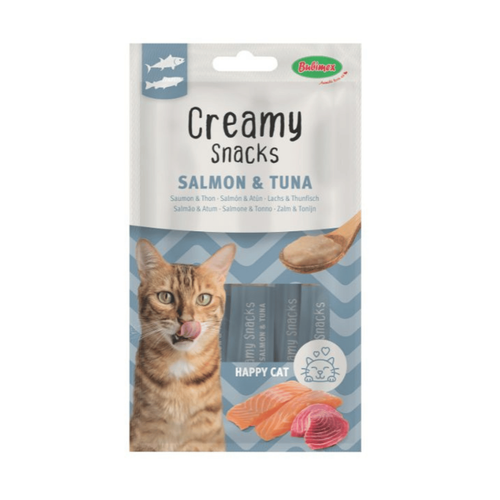 Visuel 1 du produit Friandise en crème pour chat thon et saumon Bubimex Creamy x 4 - 60 g