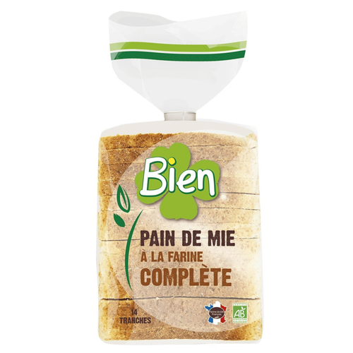 Visuel 1 du produit Pain de mie à la farine complète bio tranché Bien - 500 g