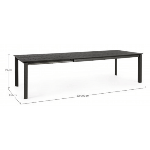 Visuel 3 du produit Table de jardin extensible anthracite BIZZOTTO Konnor - 200/300x110x76cm