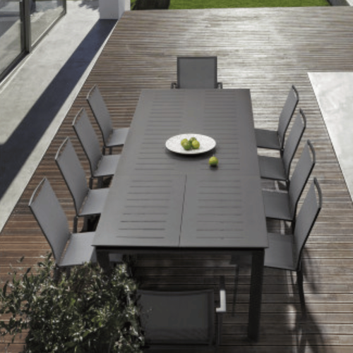 Visuel 6 du produit Table de jardin extensible anthracite BIZZOTTO Konnor - 200/300x110x76cm