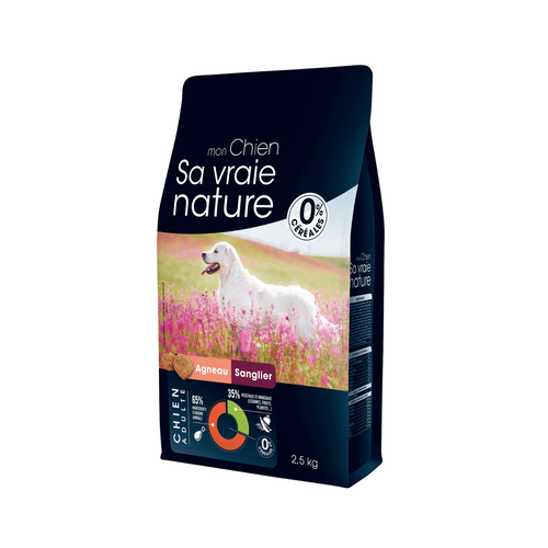 Visuel 1 du produit Croquette pour chien adulte à l'agneau, au sanglier et au cerf Sa vraie nature - 2,5 kg