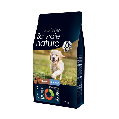 Visuel 1 du produit Croquette pour chiot au poulet et saumon Sa vraie nature - 2,5 kg