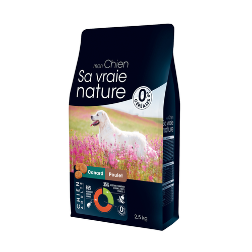 Visuel 1 du produit Croquette pour chien adulte au canard et au poulet Sa vraie nature - 2,5 kg