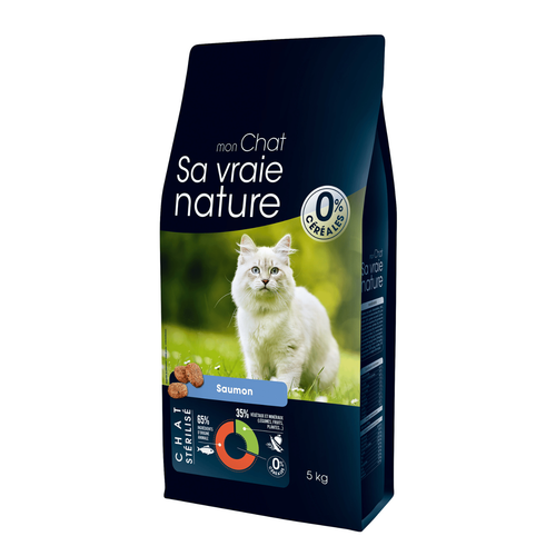 Visuel 1 du produit Croquette pour chat stérilisé au saumon Sa vraie nature - 5 kg