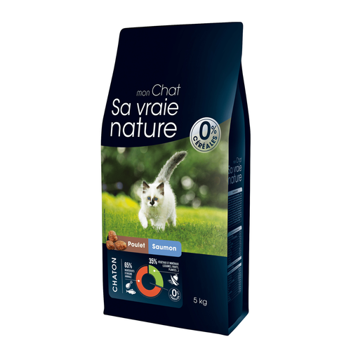 Visuel 1 du produit Croquette pour chaton au poulet et au saumon Sa vraie nature - 5 kg