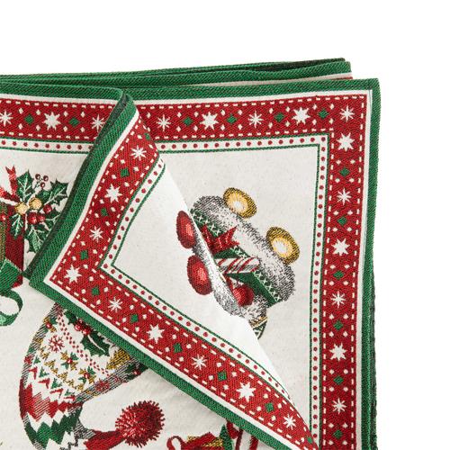 Visuel 2 du produit Nappe blanche en PE/coton à motifs verts et rouges Lutins - 150 x 250 cm