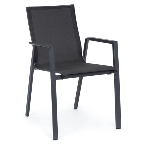Visuel 1 du produit Fauteuil de jardin en aluminium et textilène anthracite BIZZOTTO Krion