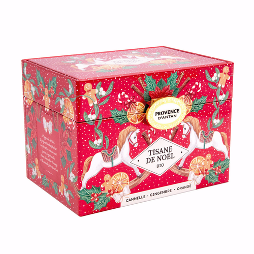 Visuel 1 du produit Tisane de Noël orange cannelle bio Provence d'Antan - 36 g dans une boîte en métal