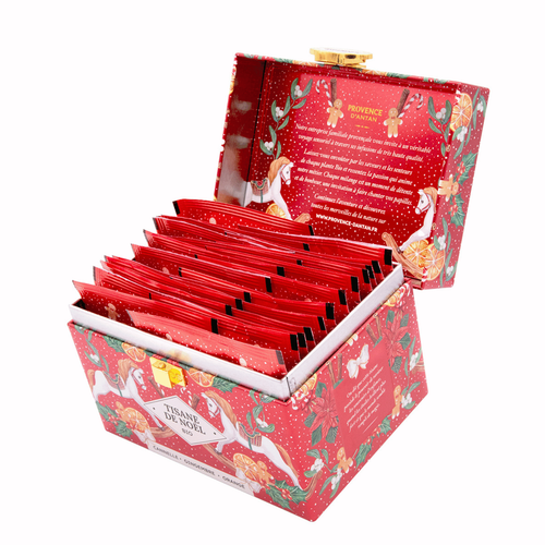 Visuel 2 du produit Tisane de Noël orange cannelle bio Provence d'Antan - 36 g dans une boîte en métal