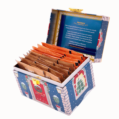Visuel 2 du produit Assortiment thés et tisanes de Noël bio Provence d'Antan - 36 g dans une boîte en métal