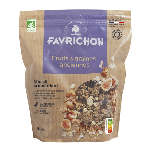 Visuel 1 du produit Muesli croustillant fruits et graines anciennes bio Favrichon - 450 g