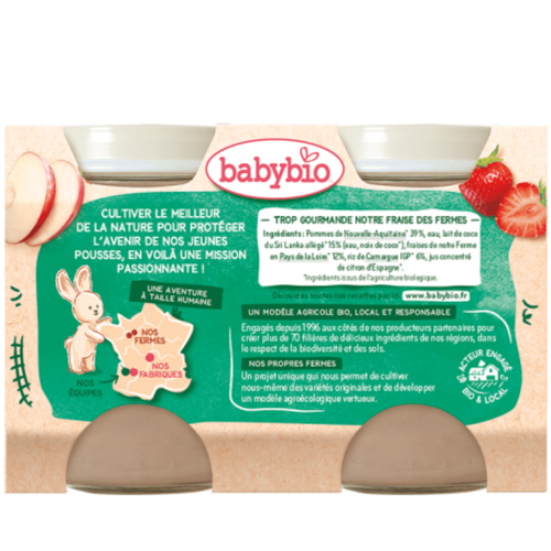 Visuel 2 du produit Brassé végétal coco pomme fraise Babybio 6 mois – 2 x 130 g