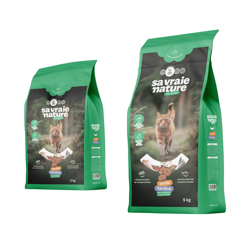 Visuel 1 du produit Croquettes chat stérilisé dinde et sardine réduites en céréales Sa Vraie Nature