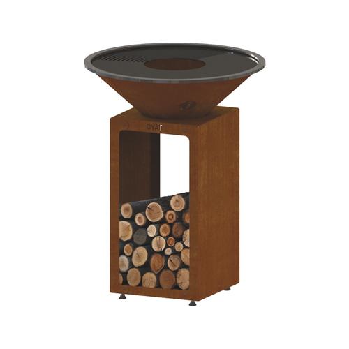 Visuel 1 du produit Brasero de cuisson coloris cognac avec porte-bûches B.B.O 68 Oyat - Ø 68 cm