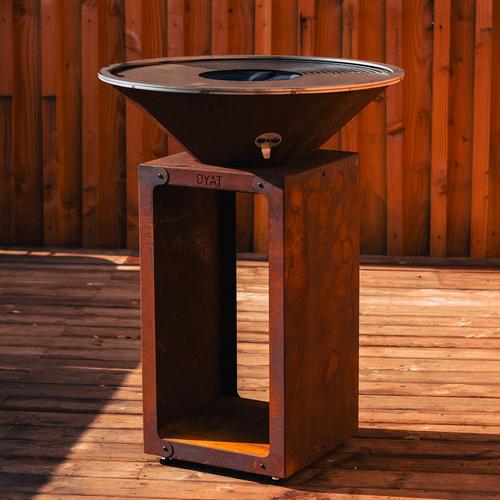 Visuel 2 du produit Brasero de cuisson coloris cognac avec porte-bûches B.B.O 68 Oyat - Ø 68 cm