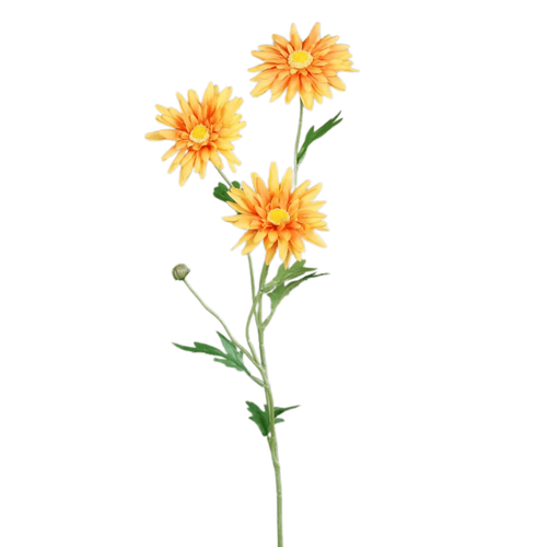 Visuel 1 du produit Tige de marguerite artificielle orange à 3 fleurs - 58 cm