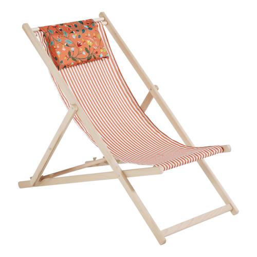 Visuel 1 du produit Chilienne amovible Victorine avec tétière coloris orange en coton - 127 x 56 x 3,5 cm