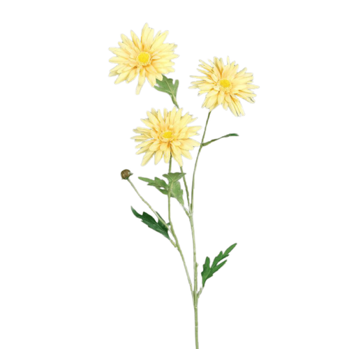 Visuel 1 du produit Tige de marguerite artificielle jaune à 3 fleurs - 58 cm