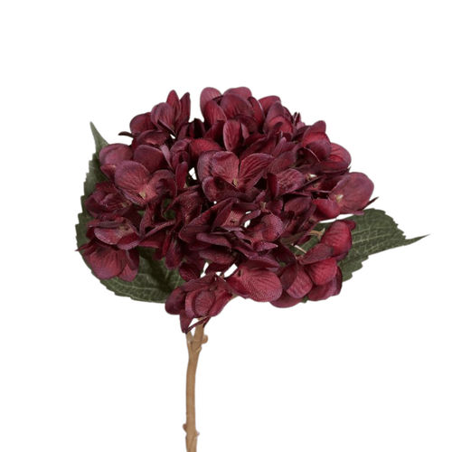 Visuel 1 du produit Tige d’hortensia artificielle bordeaux - 45 cm