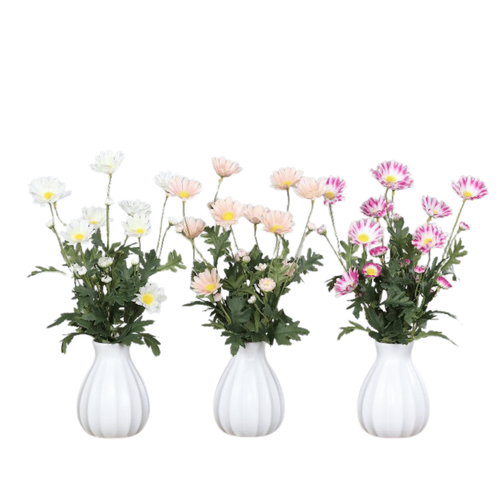 Visuel 1 du produit Marguerites artificielles en vase de céramique blanc - 37 cm