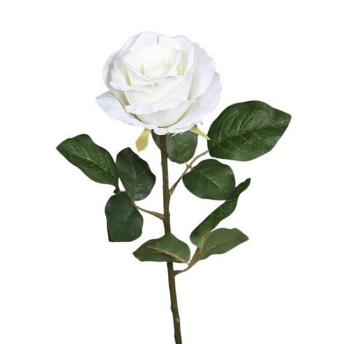 Visuel 1 du produit Rose artificielle blanche - 48 cm