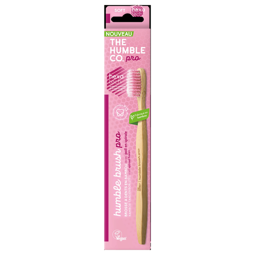 Visuel 1 du produit Brosse à dents en Bambou Pro Line soft antibactérienne the Humble Co. - Rose