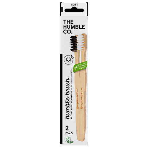 Visuel 1 du produit Brosse à dents en Bambou soft the Humble Co. - Pack de 2 Blanc Noir