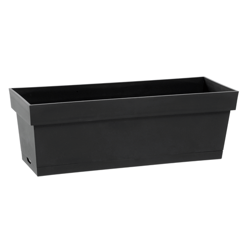 Visuel 1 du produit Jardinière toscane Poetic botanic® avec plateau clipsé coloris gris en plastique recyclé 10 L -  50 x 18 x 16,7 cm