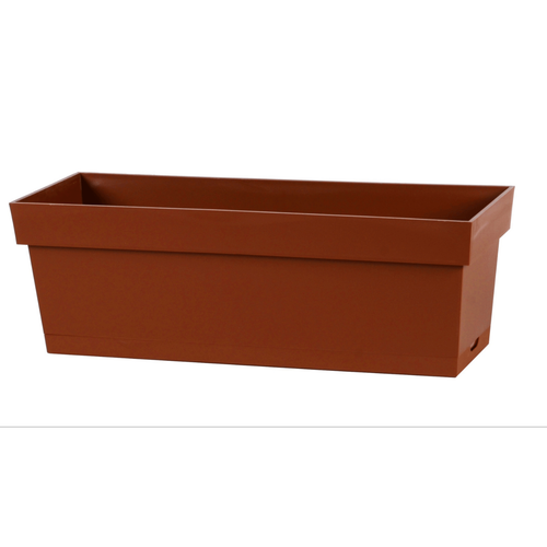 Visuel 1 du produit Jardinière toscane Poetic botanic® avec plateau clipsé coloris marron en plastique recyclé 10 L - 50 x 18 x 16,7 cm