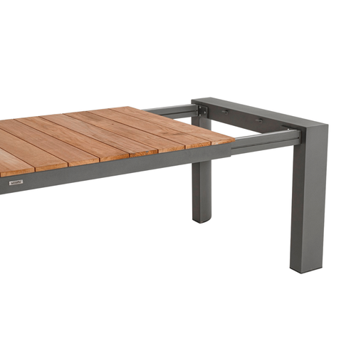Visuel 4 du produit Table avec allonges Capucine coloris bois en aluminium et teck - 228/294 x 110 cm