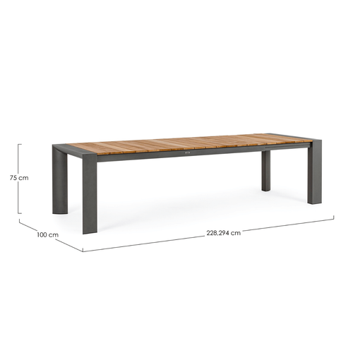 Visuel 5 du produit Table avec allonges Capucine coloris bois en aluminium et teck - 228/294 x 110 cm