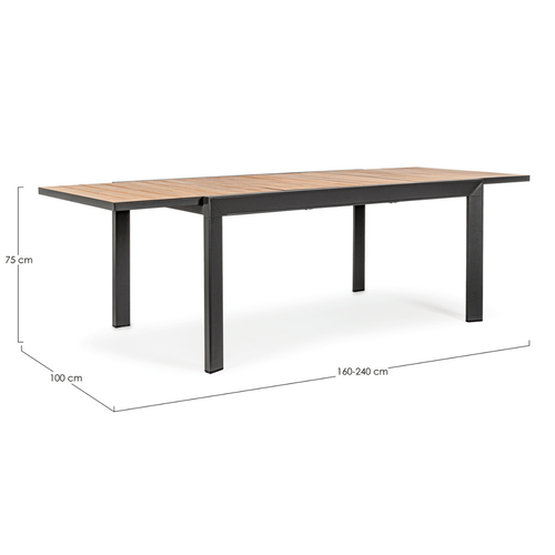 Visuel 5 du produit Table Calla avec allonges naturel coloris bois en aluminium - 160/240 x 100 cm