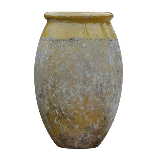 Visuel 1 du produit Jarre Biot olive patiné avec col émaillé jaune H 76 x Ø 50 cm