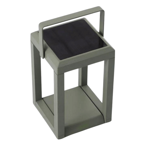 Visuel 1 du produit Lanterne solaire en aluminium vert amande Oxalis - 16 x 16 x 25 cm