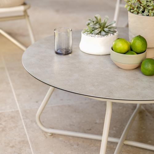 Visuel 6 du produit Salon de jardin en acier coloris beige Iris - 4 éléments (canapé, table basse et deux fauteuils)
