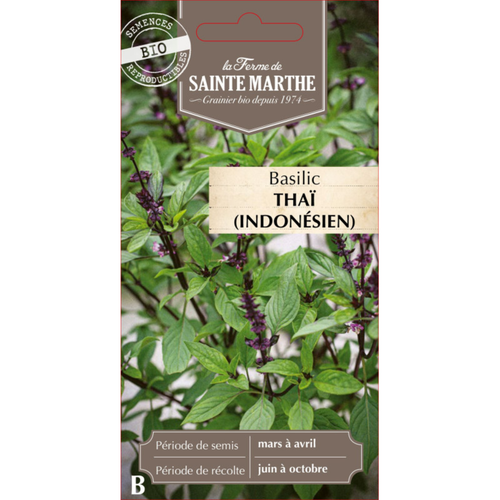 Visuel 1 du produit Graines de basilic thaï bio Ferme de Sainte Marthe - graines à semer