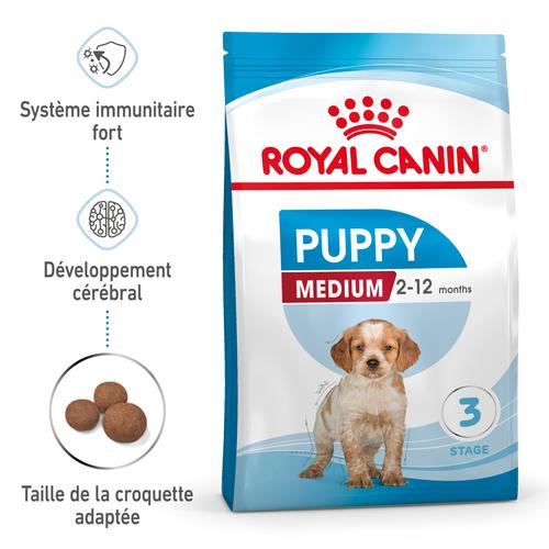 Visuel 2 du produit Croquettes pour chiot de taille moyenne Royal Canin Medium Junior - 3 kg