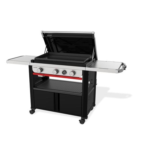 Visuel 3 du produit Plancha à gaz en fonte émaillée noire sur chariot Weber - 76 cm