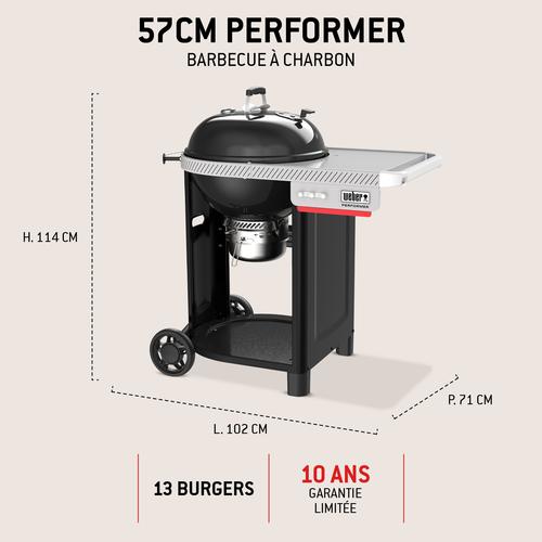 Visuel 12 du produit Barbecue charbon Performer Premium coloris noir en acier émaillé Weber - Ø 57 x 110,5 x 76,2 cm