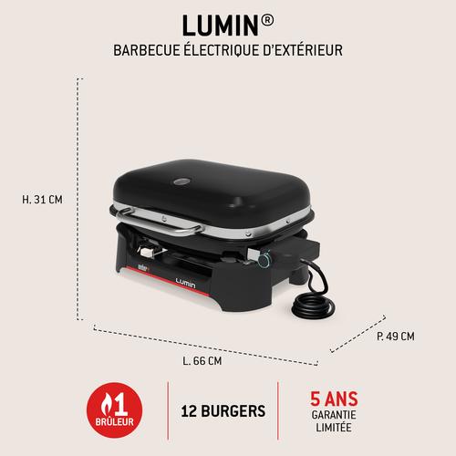 Visuel 9 du produit Barbecue électrique Lumin avec plancha coloris noir en acier émaillé Weber - 31 x 49 x 66 cm