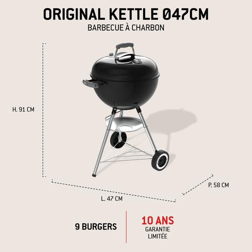 Visuel 11 du produit Barbecue charbon Original Kettle E-4710 coloris noir Weber - Ø 47 x 96 cm