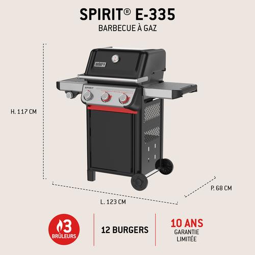 Visuel 12 du produit Barbecue gaz Spirit E-335 coloris noir en acier émaillé Weber - 117 x 67,5 cm