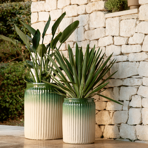Visuel 3 du produit Pot haut Lugano coloris vert en céramique - 40 x Ø 29 cm