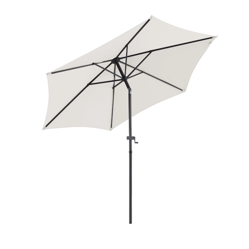 Visuel 1 du produit Parasol rond à manivelle coloris beige en aluminium et polyester - Ø 270 cm