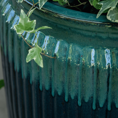 Visuel 2 du produit Pot rond en céramique coloris vert Edelman Lugano - Ø 29 × 40 cm