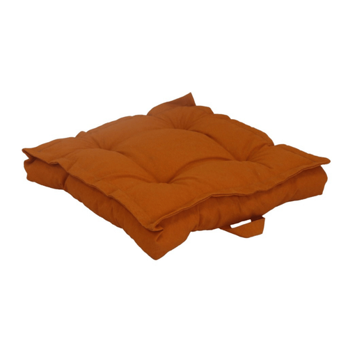 Visuel 1 du produit Coussin tatamis de sol carré en polyester/coton coloris abricot - 66 x 66 x 15 cm