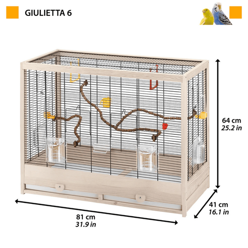 Visuel 2 du produit Cage pour oiseau avec armature en bois certifié FSC® Ferplast Giuletta 6 - 81 x 41 x h 64 cm