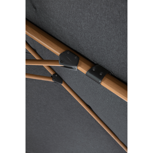 Visuel 3 du produit Parasol déporté Heat transfert effet teck en aluminium et polyester coloris anthracite chiné - 3 x 3 m